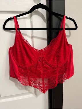 SHEIN Red Lace Longline Bralette